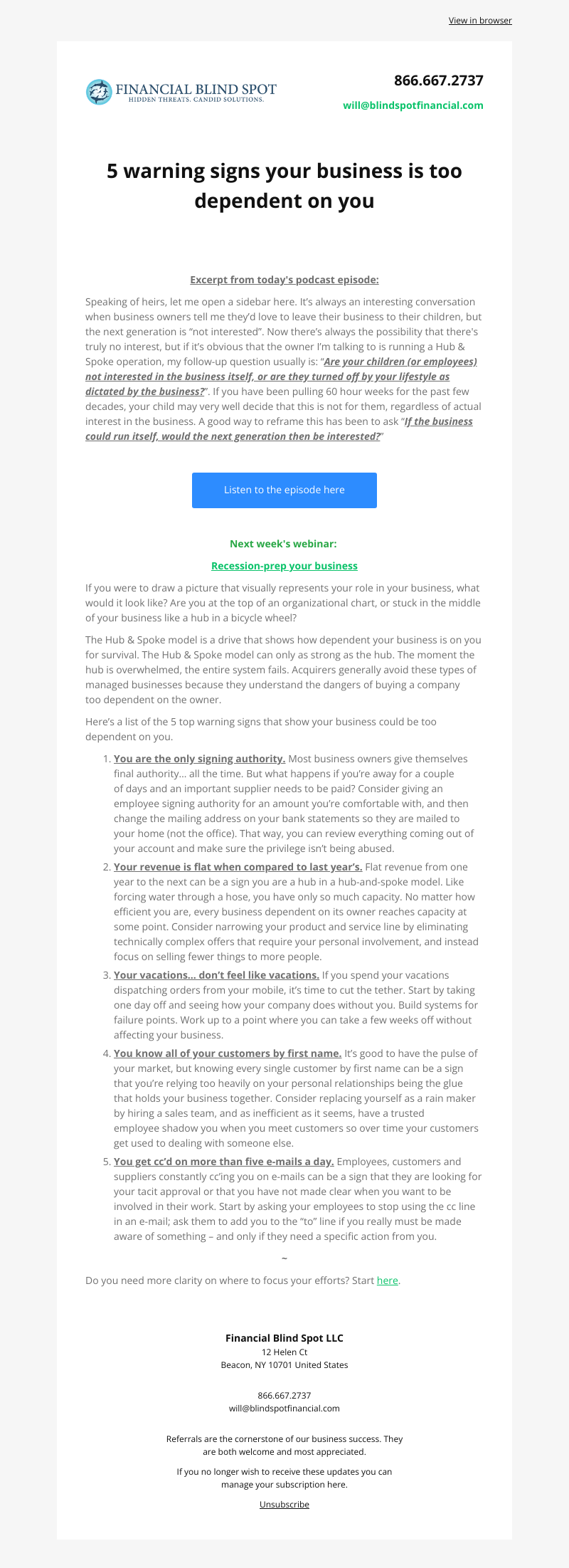 Financial Blind Spot Sponsored Newsletter Advertising | Paved